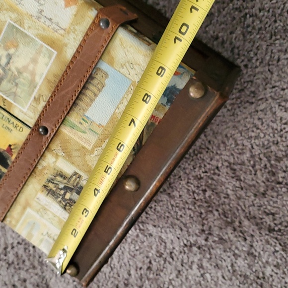 DECORATIVE LUGGAGE WITH LEATHER TRIM 15"×9"×4" - Picture 6 of 9